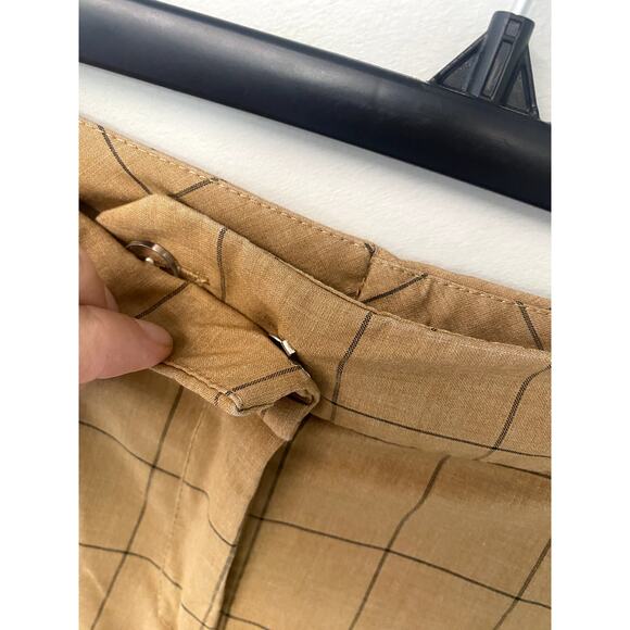 Straight Leg Skinny Tan Trouser Pant with Cuffed Ankles - Picture 4 of 9